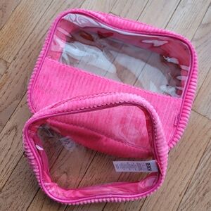Beach Riot Hot Pink Travel Duo Bags Cosmetic Storage Clear 2pc Cruise Vacation